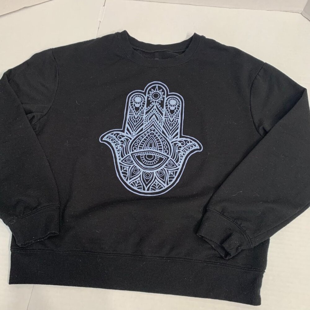 Mike Flow Boho Womens Size Small Black Graphic Sweatshirt